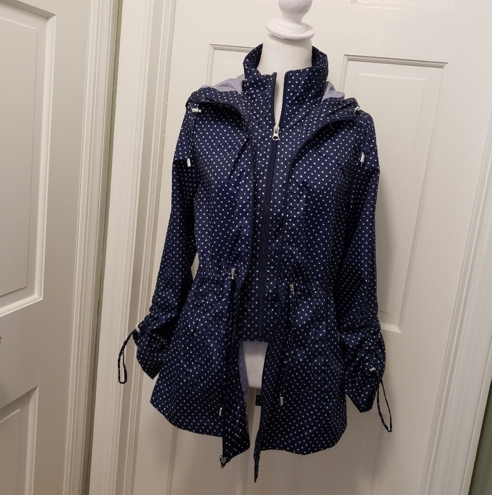 Jones New York Navy & White Rain Jacket Size Small, Lightweight